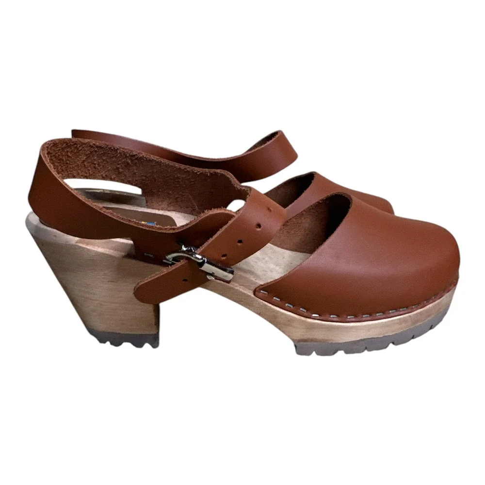 Mia Abby Cognac Brown Leather Wooden 3